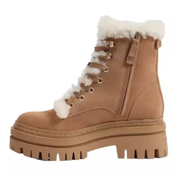 Sam Edelman Women's Kyler Lace-Up Cozy Combat Boots In Carmel US 9 - Picture 4 of 8